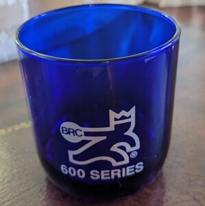 Vtg Brunswick BRC Bowling Century Series Glass Award Cobalt Blue 600 Game.